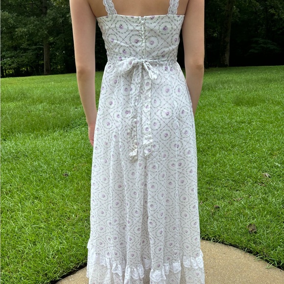 Vintage Zum Zum Floral Maxi Dress Sundress with Lace Union Made in USA Size 2 4 - Picture 3 of 16